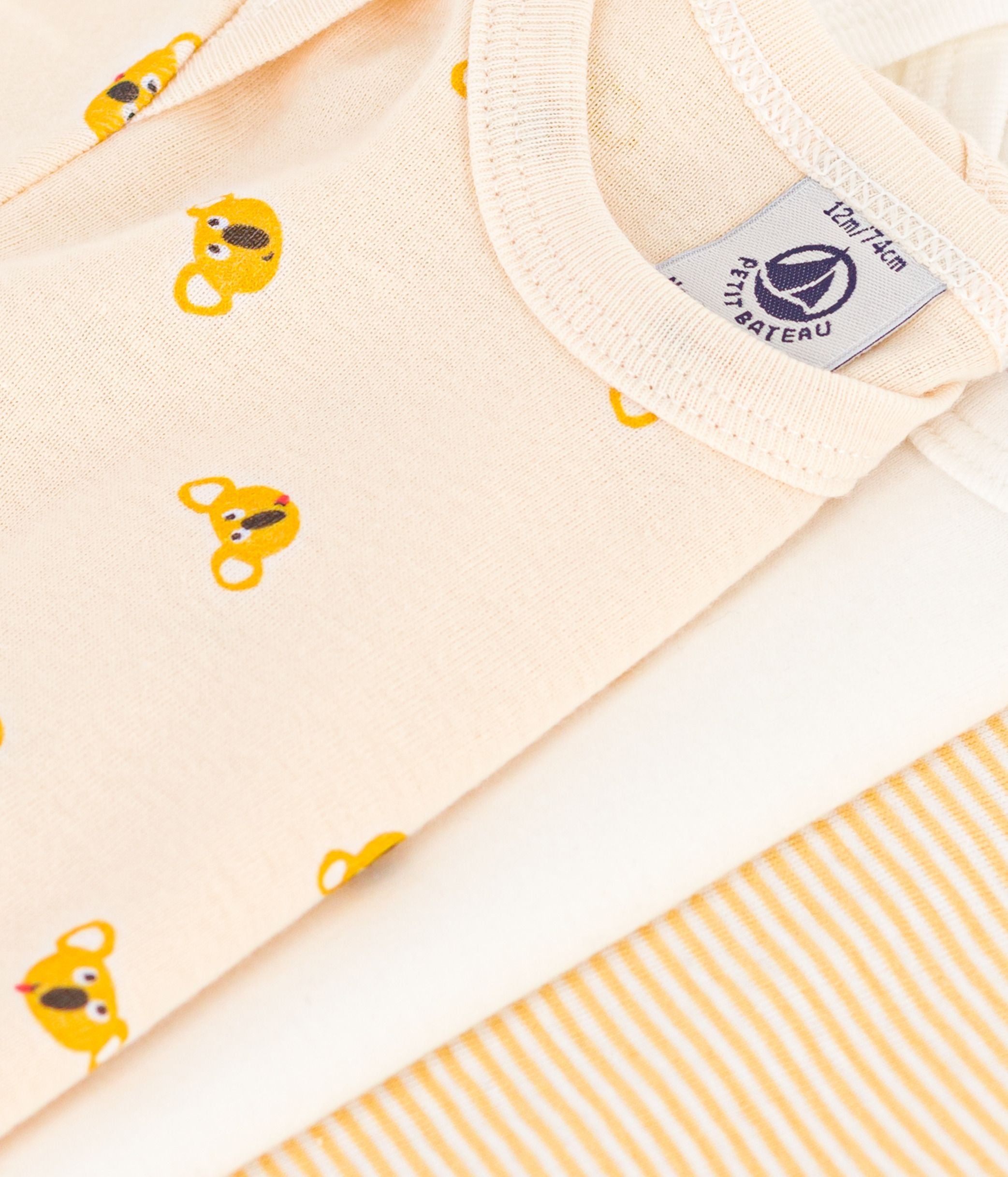 Petit Bateau - Lot de 3 Caches-couches Manches Courtes