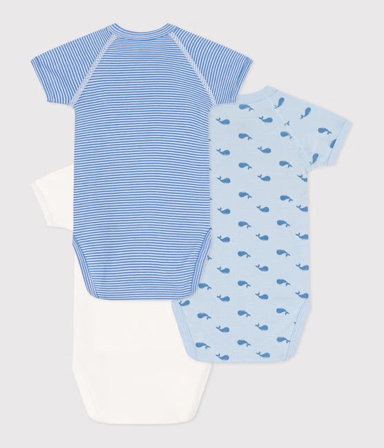 Petit Bateau - Set of 3 Short Sleeve Diaper Covers
