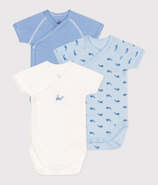 Petit Bateau - Set of 3 Short Sleeve Diaper Covers