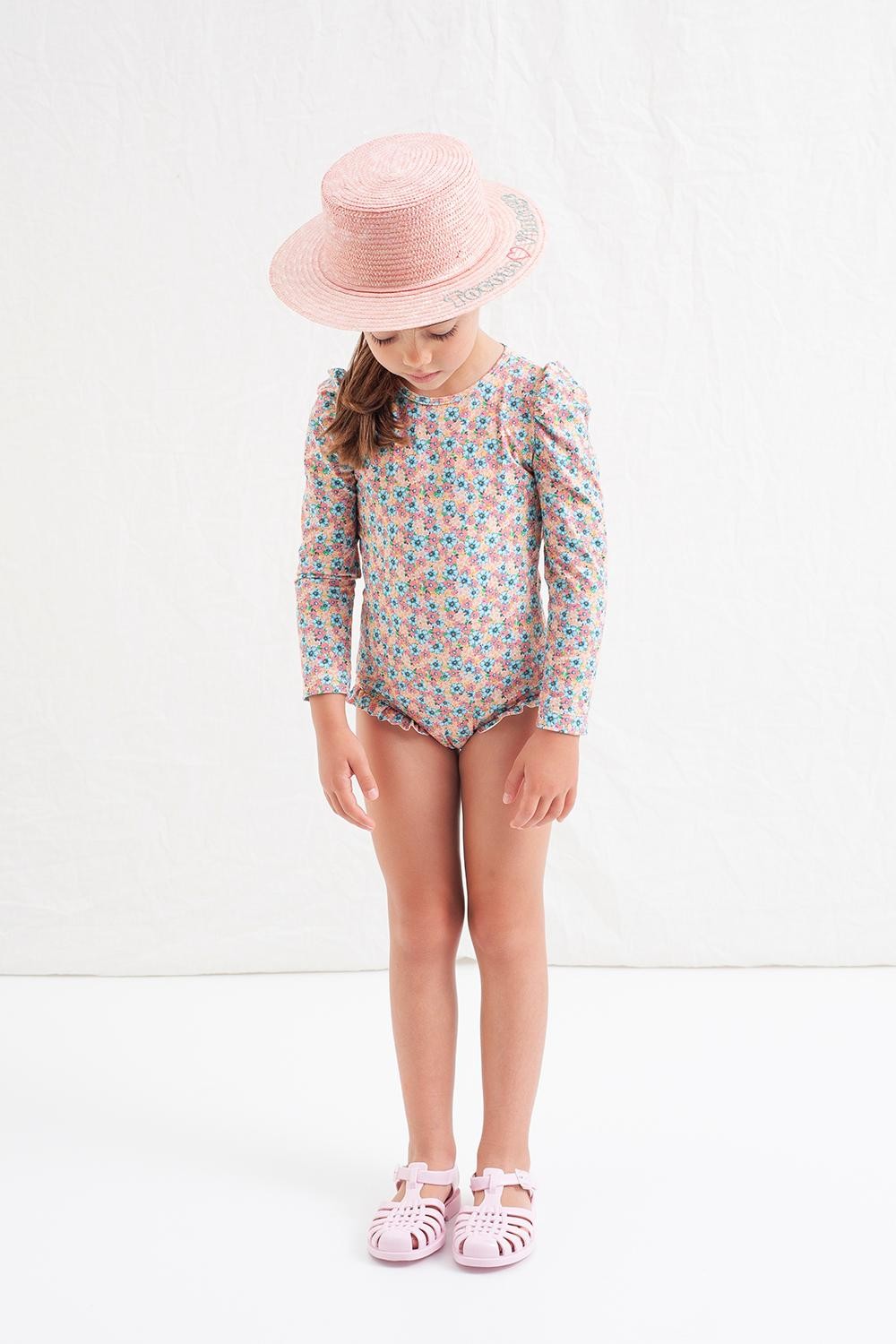 Tocoto Vintage - Floral Long Sleeve Swimsuit
