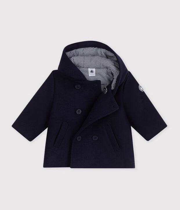 Petit Bateau - Baby's plain wool pea coat