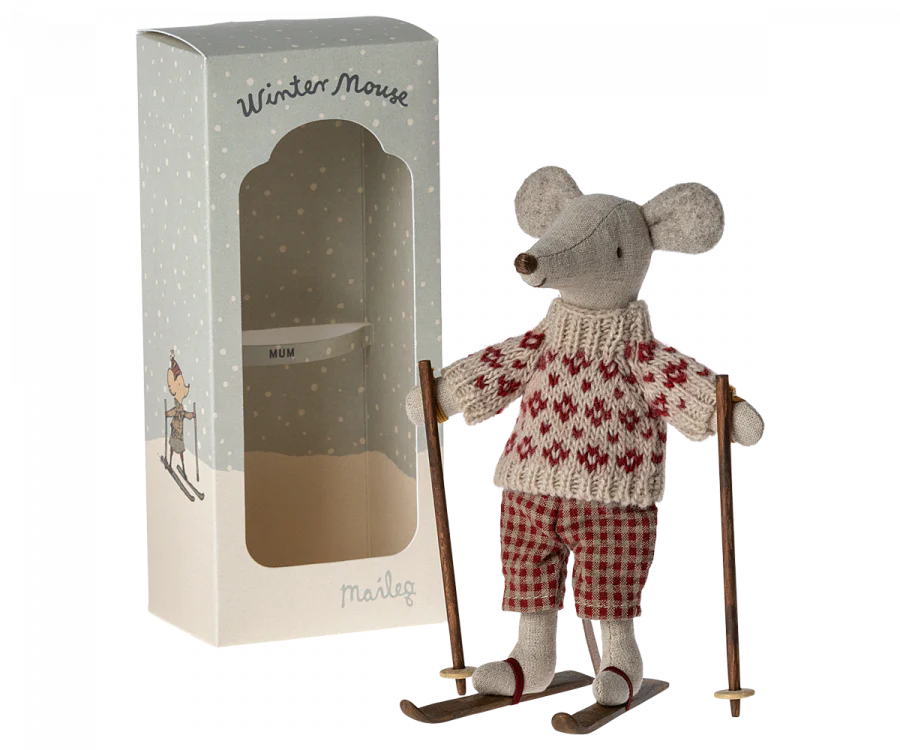 Maileg - Mother winter mouse with ski set