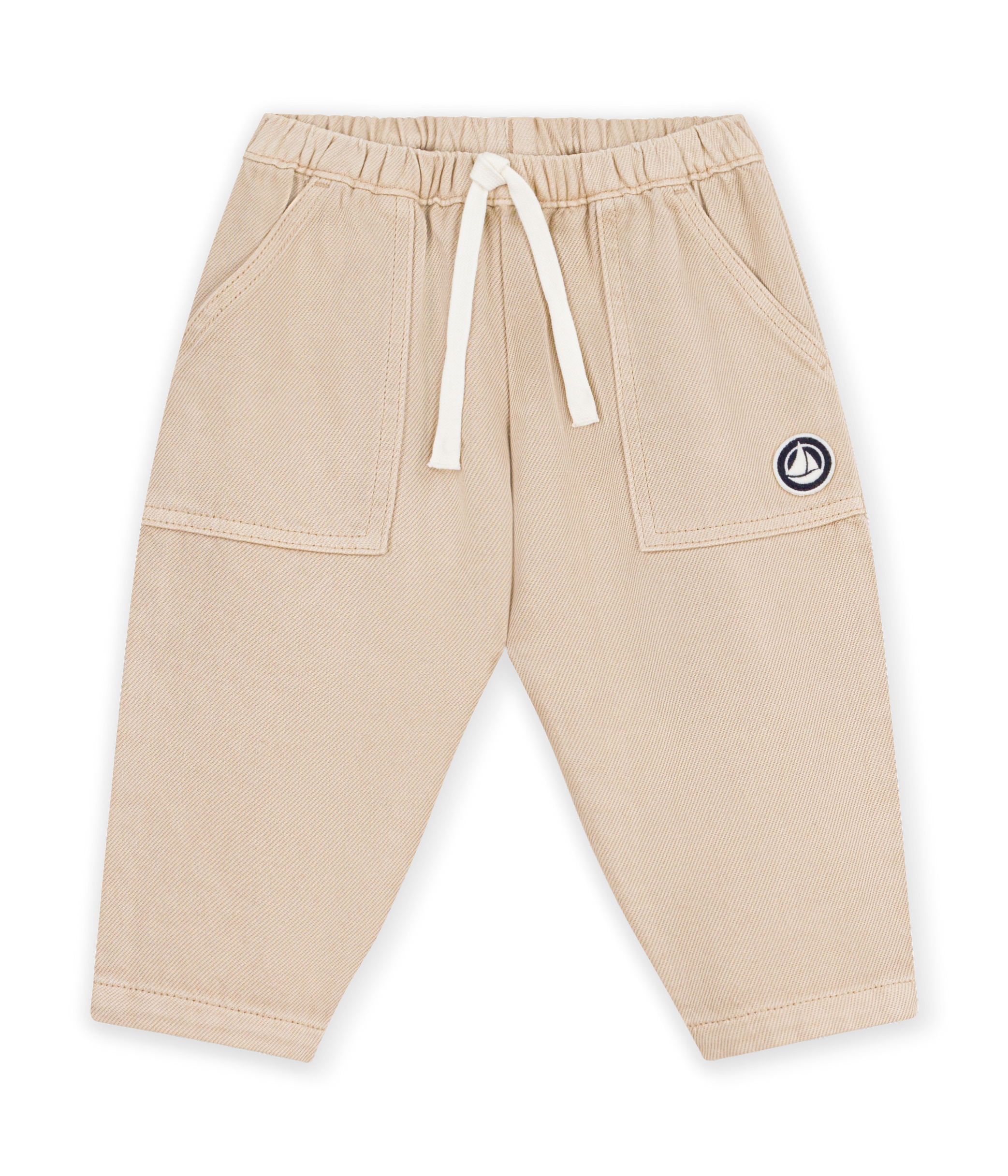 Petit Bateau - Plain cotton baby cargo trousers with badge