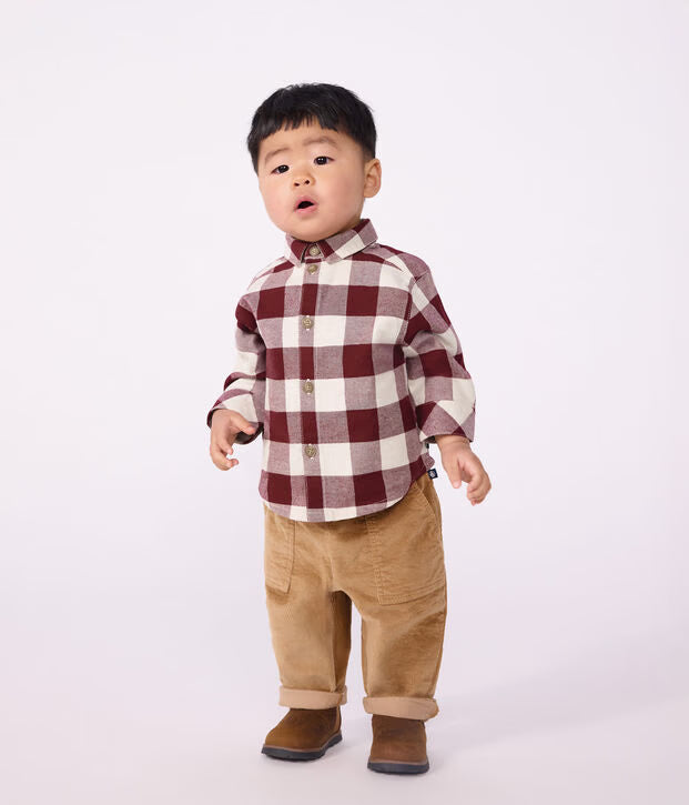 Petit Bateau - Pantalon bébé en velours uni