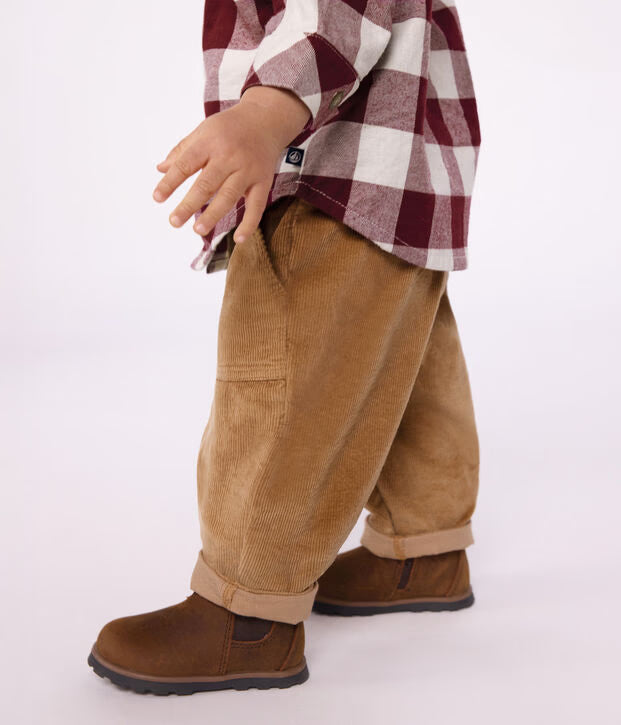 Petit Bateau - Pantalon bébé en velours uni