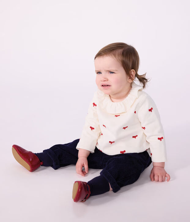 Petit Bateau - Pantalon bébé en velours uni