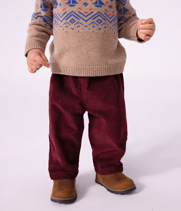 Petit Bateau - Pantalon bébé en velours uni