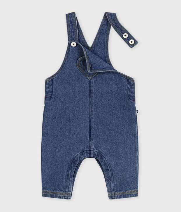 Petit Bateau - Salopette bébé en denim avec poche poitrine cœur