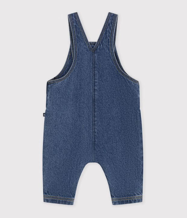 Petit Bateau - Salopette bébé en denim avec poche poitrine cœur