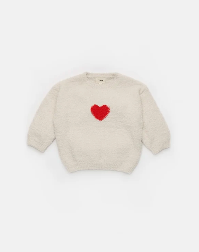 7 AM - Fuzzy Heart Boxy Pull