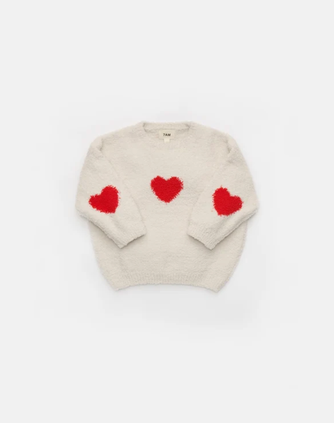 7 AM - Fuzzy Heart Boxy Pull