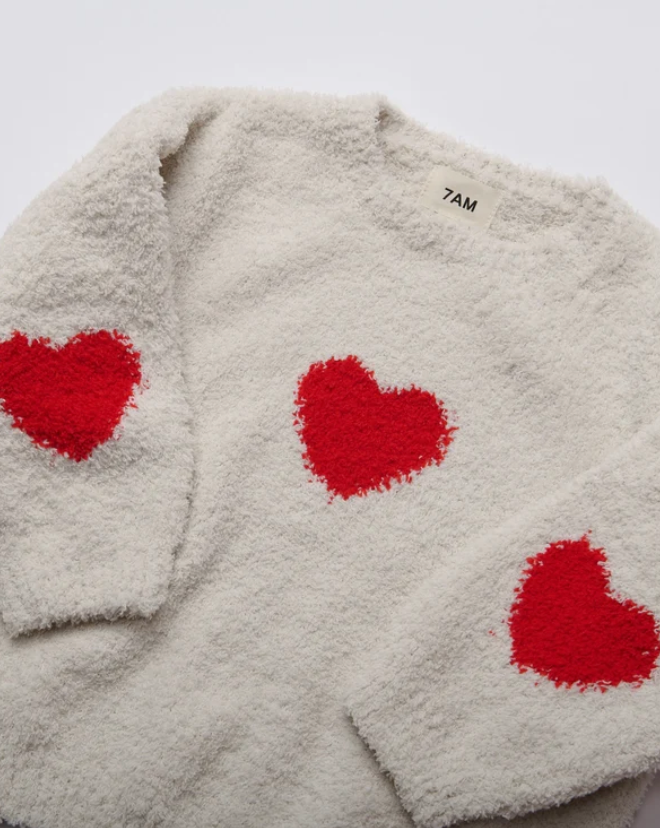 7 AM - Fuzzy Heart Boxy Pull