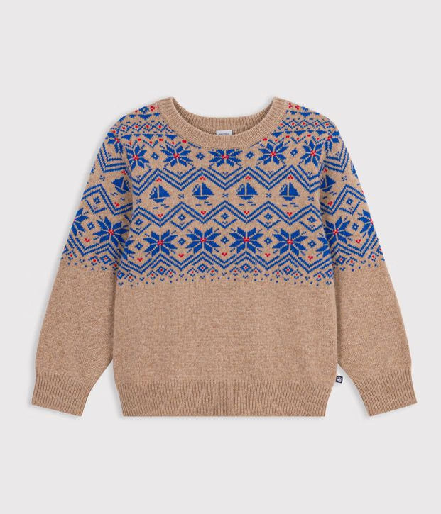 Petit Bateau - Pull jacquard enfant en laine et coton