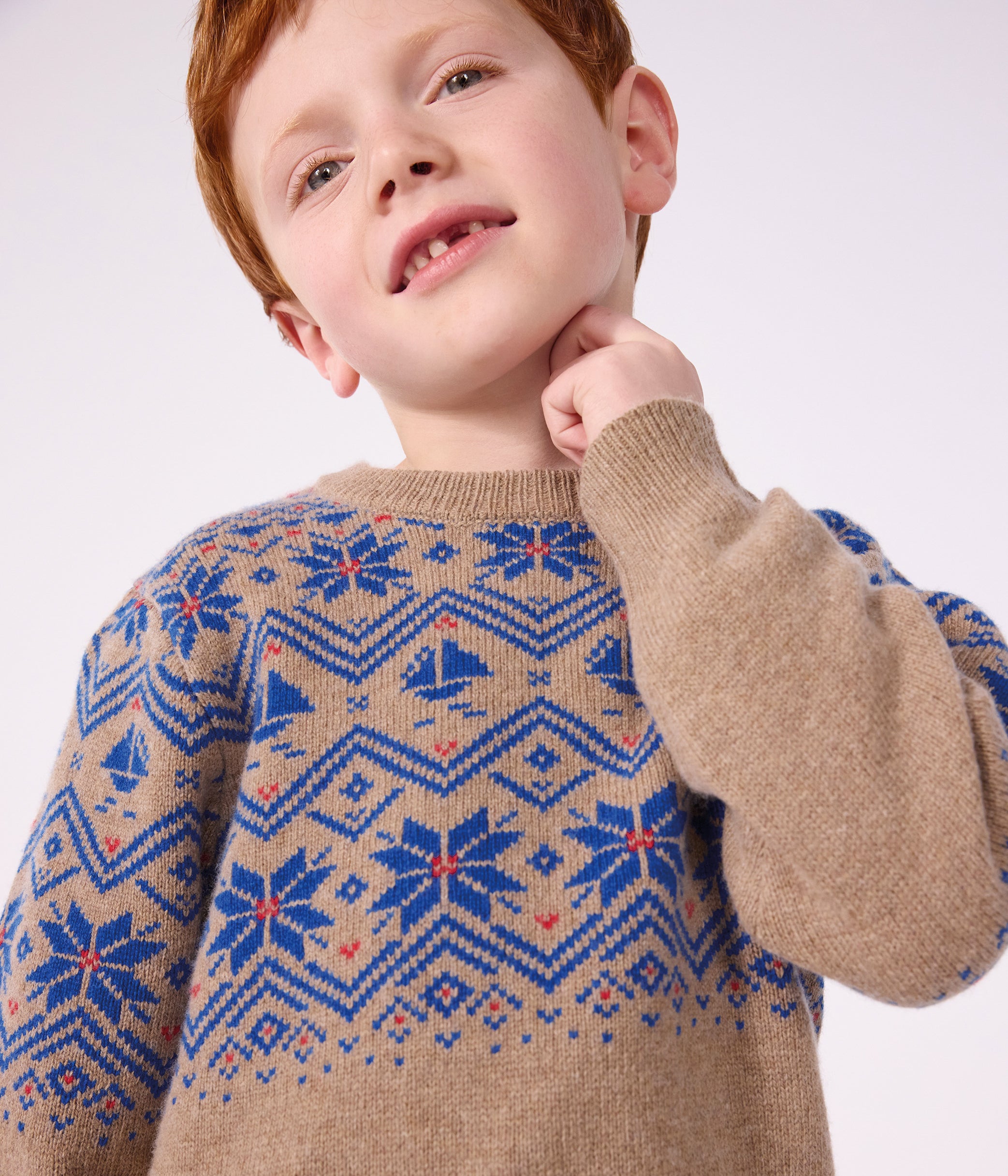 Petit Bateau - Pull jacquard enfant en laine et coton