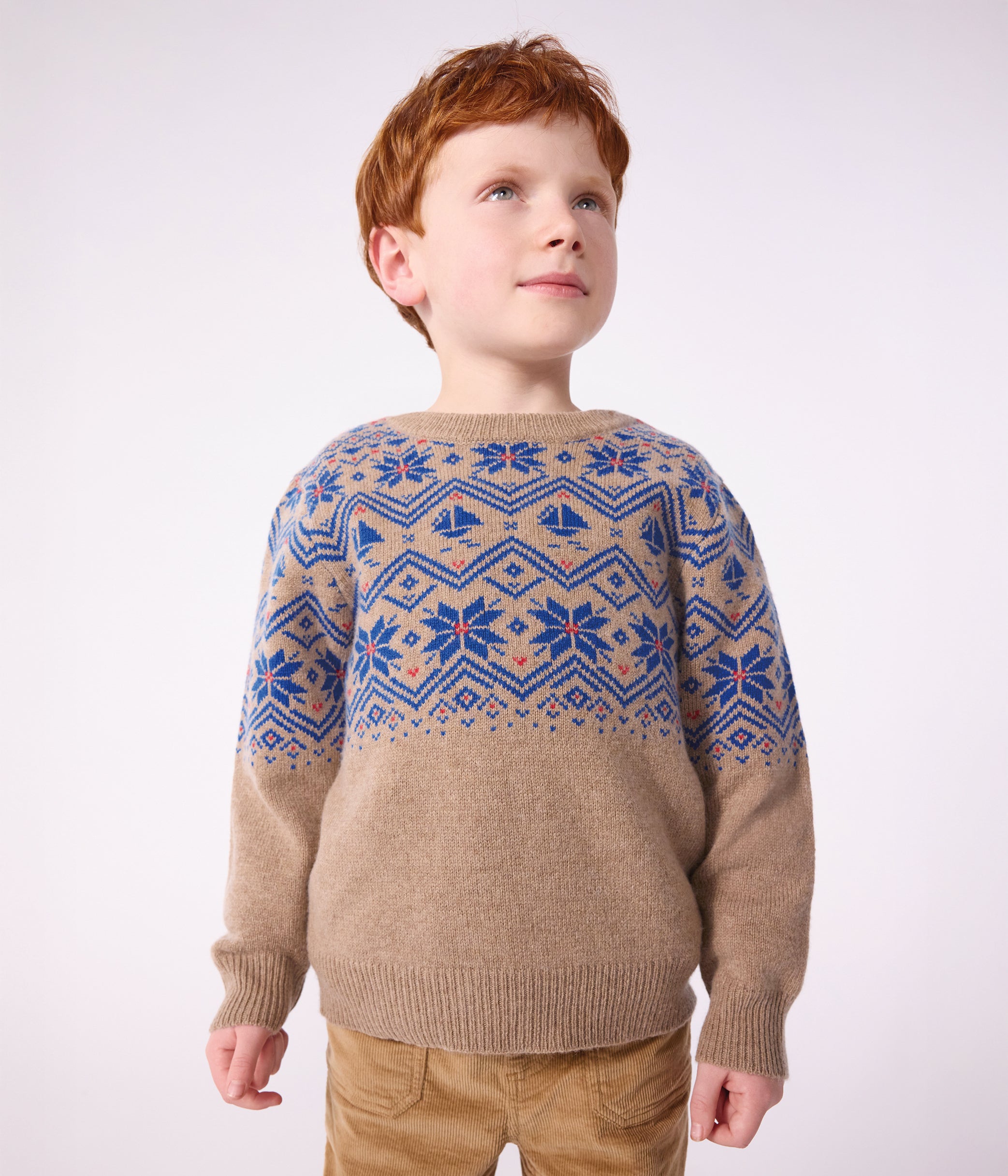 Petit Bateau - Pull jacquard enfant en laine et coton