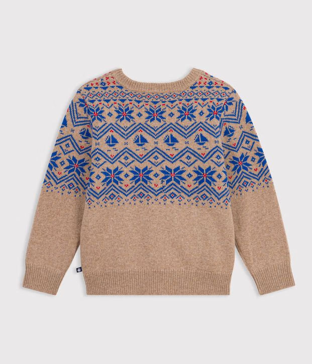 Petit Bateau - Pull jacquard enfant en laine et coton