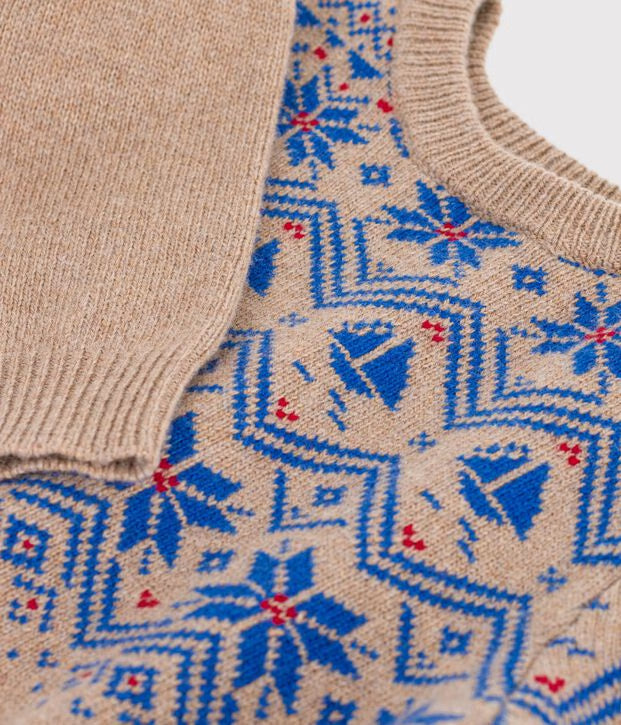 Petit Bateau - Pull jacquard enfant en laine et coton
