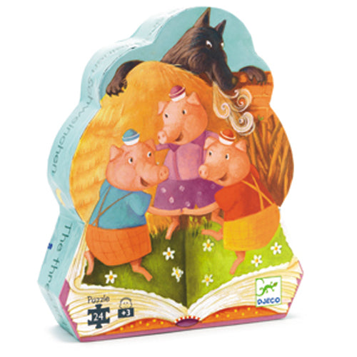 Djeco - Puzzle Silhouette : 3 Petits Cochons (24 pcs)