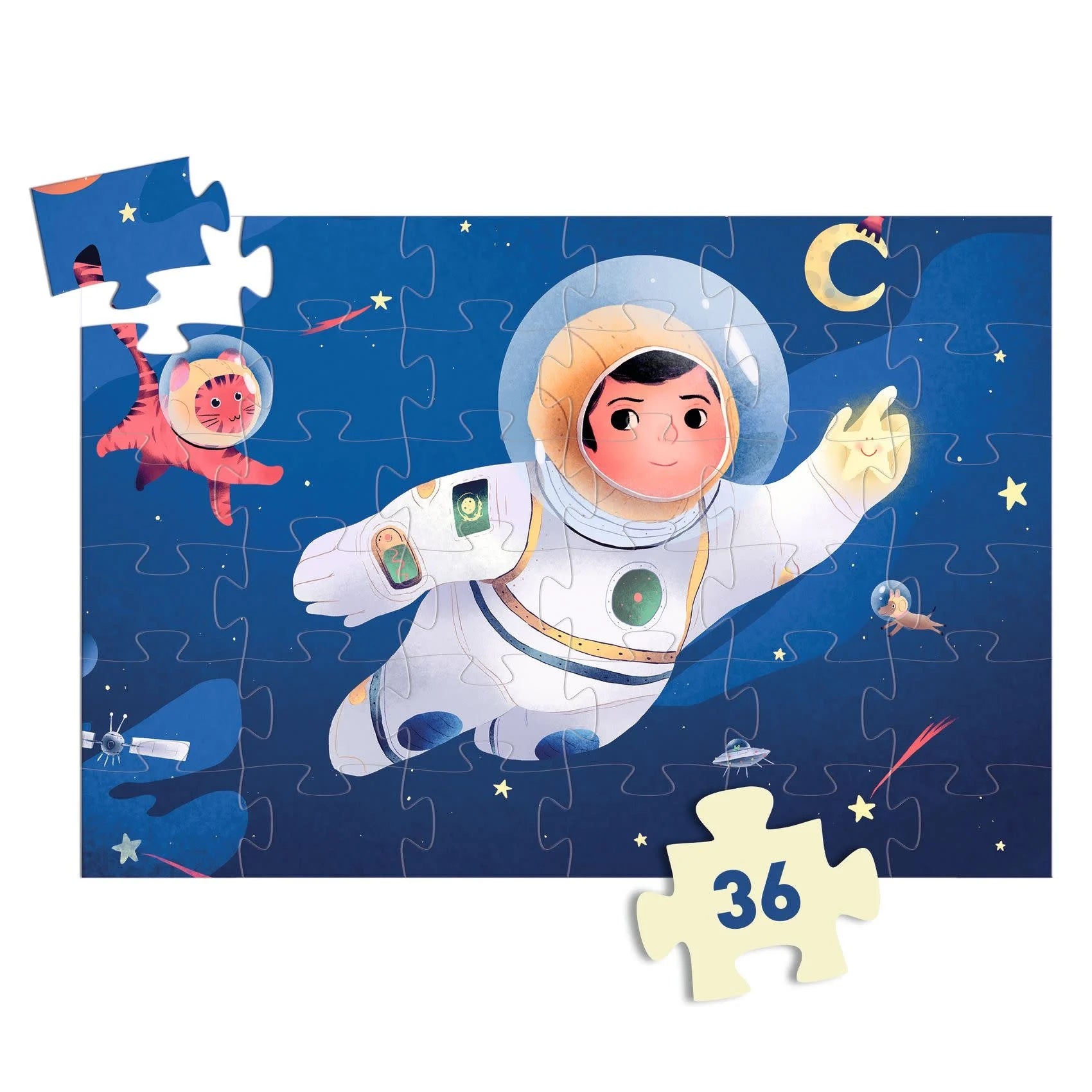Djeco - Puzzle silhouette / Un astronaute dans la lune / 36 pcs