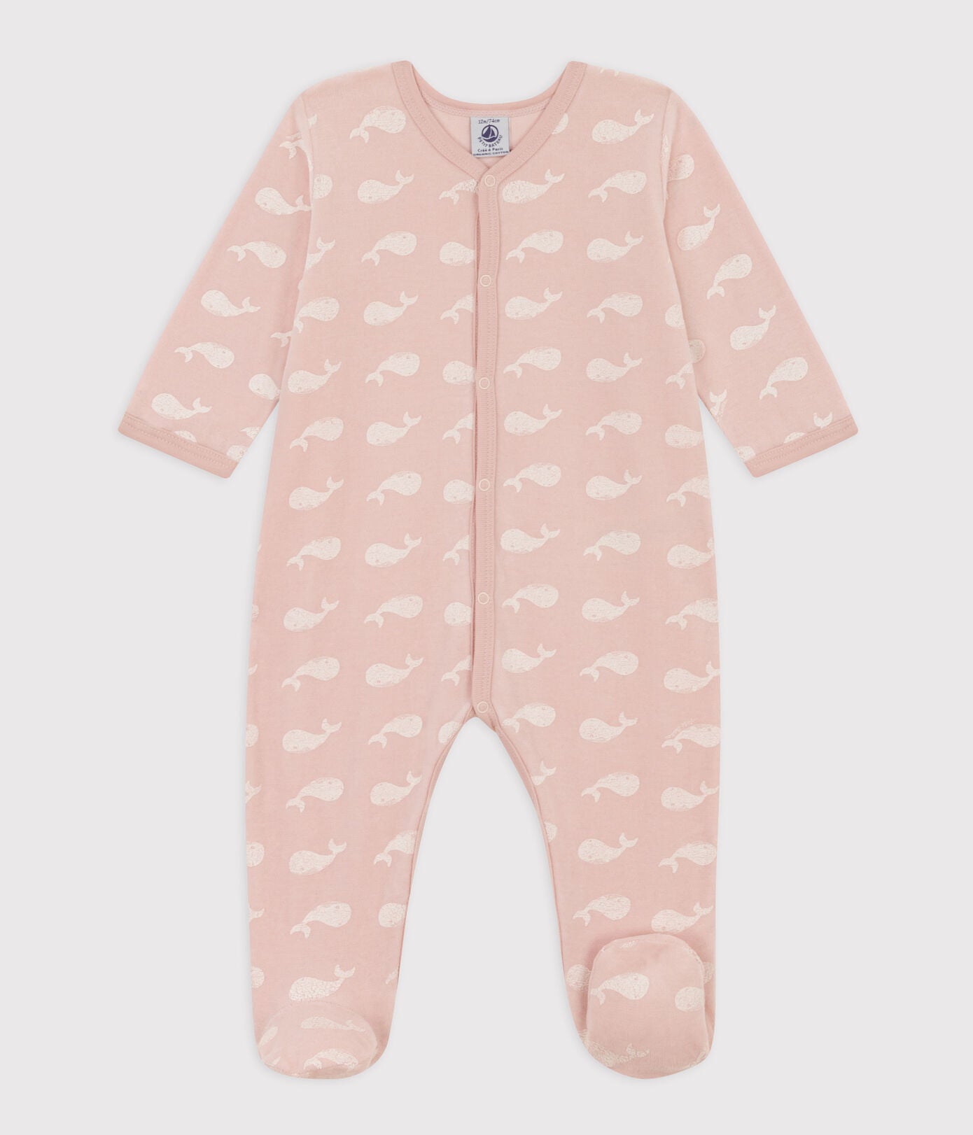 Petit Bateau - Pyjama Sleep Well Velvet Whales