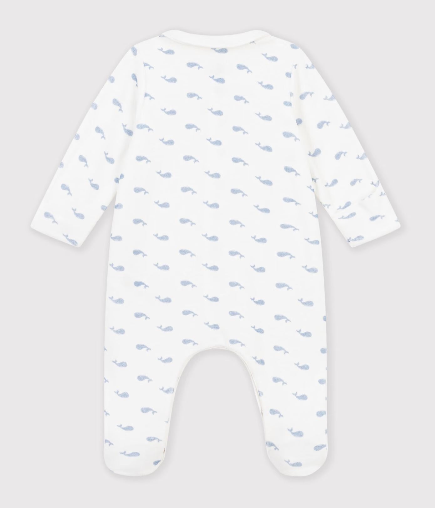 Petit Bateau - Pyjama bébé en velours avec col imprimé baleine