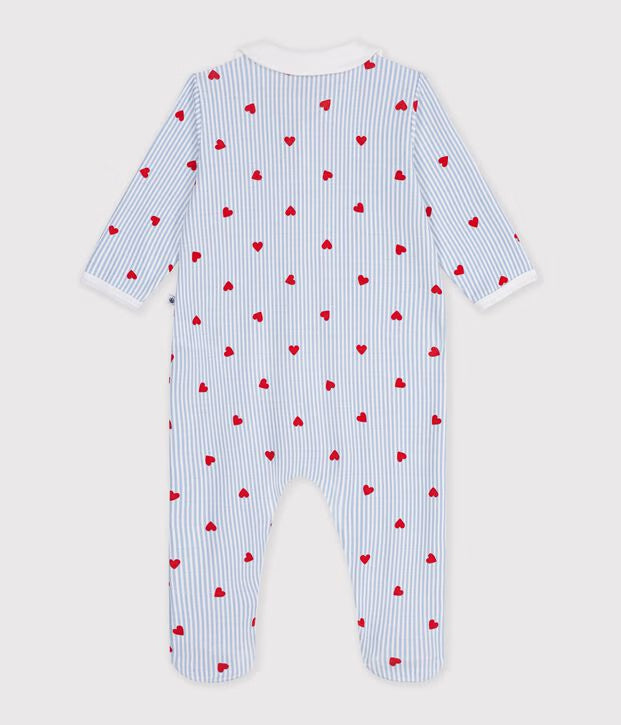 Petit Bateau - Pyjama bébé en coton avec col, imprimé cœurs