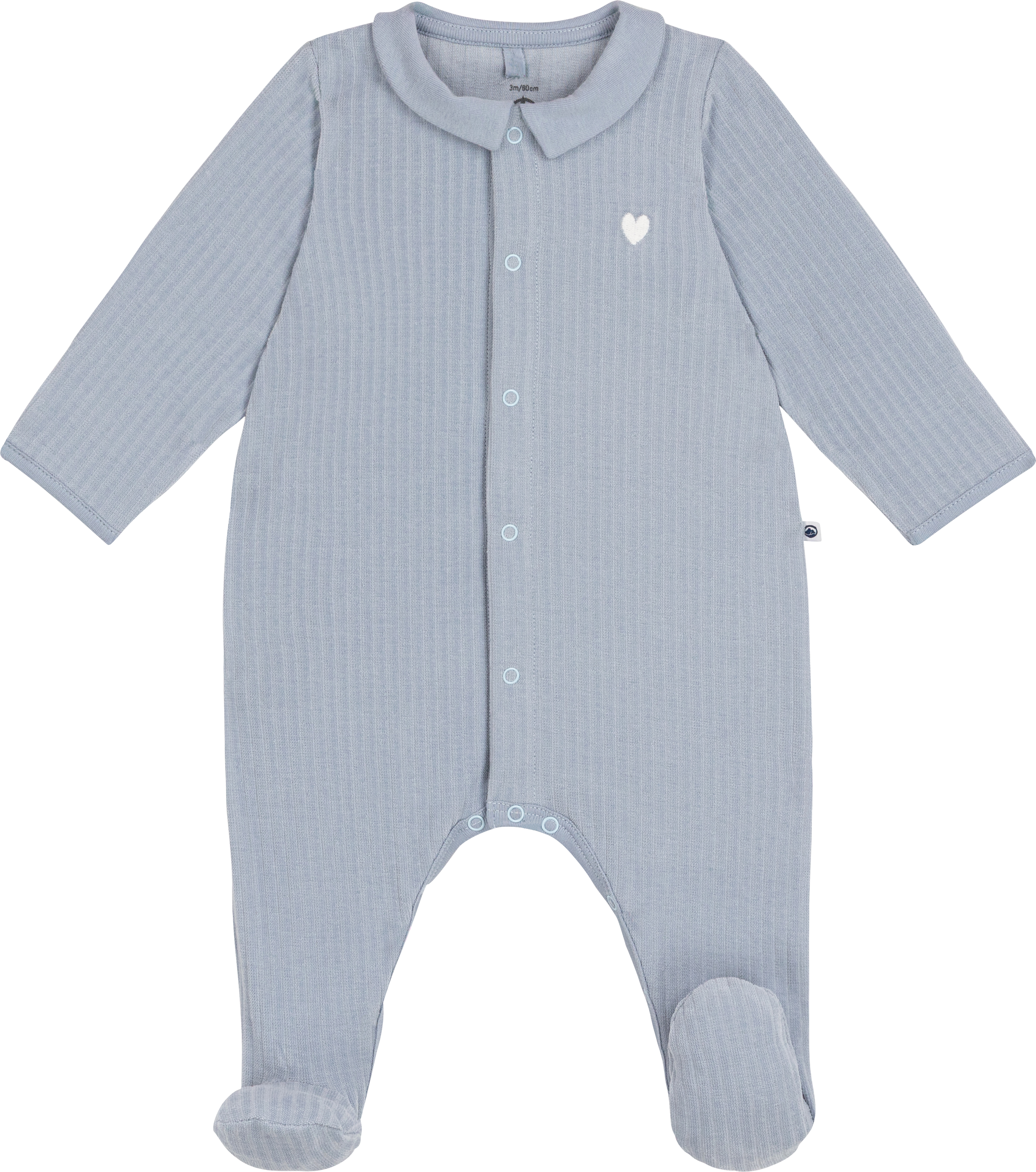 Petit Bateau - Pyjama bébé en velours avec col uni