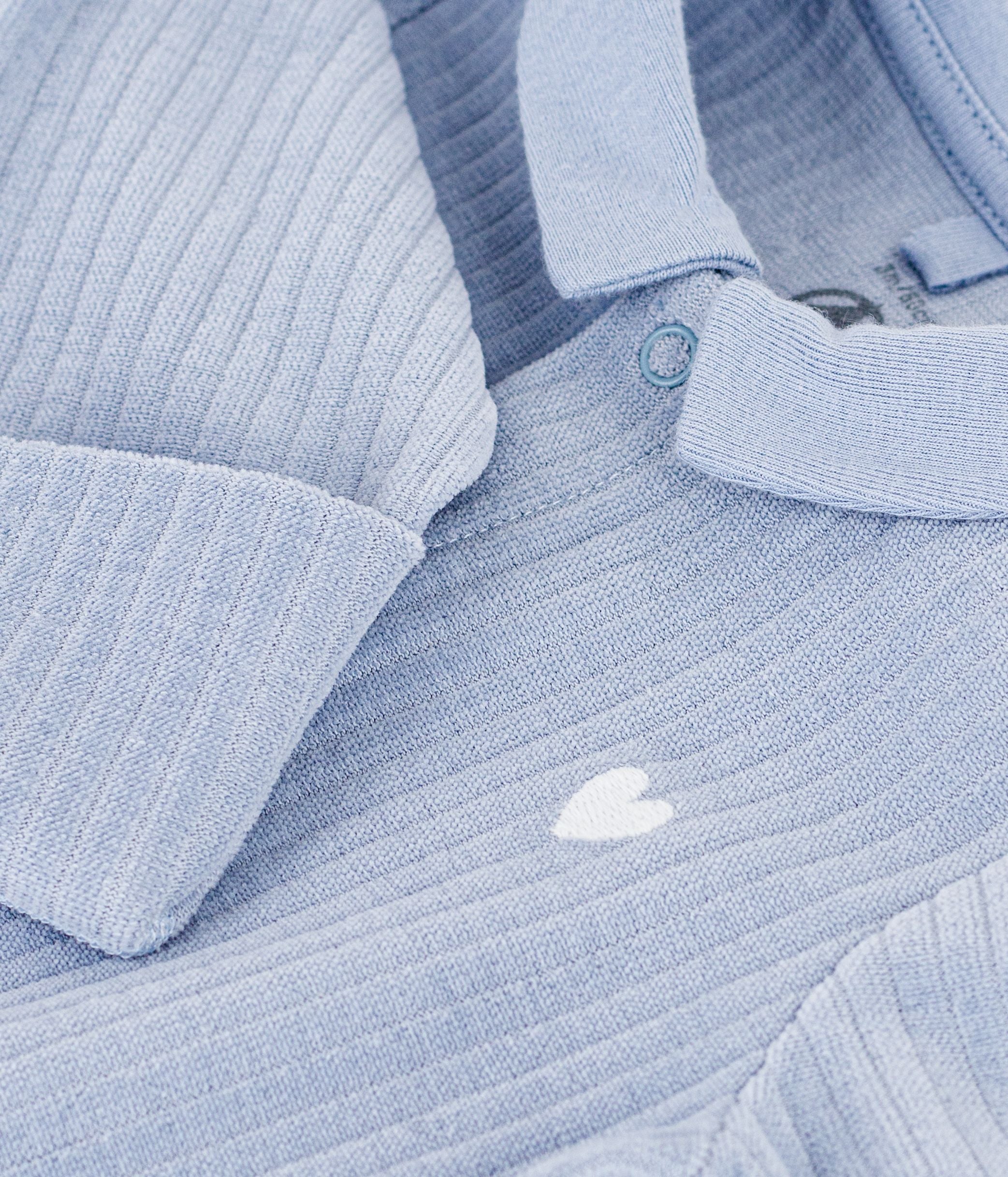 Petit Bateau - Pyjama bébé en velours avec col uni