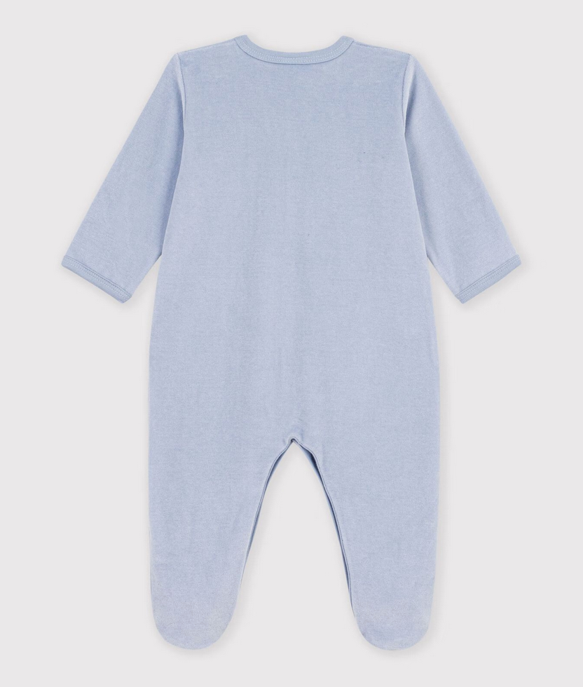 Petit Bateau - Plain Velour Sleepsuit