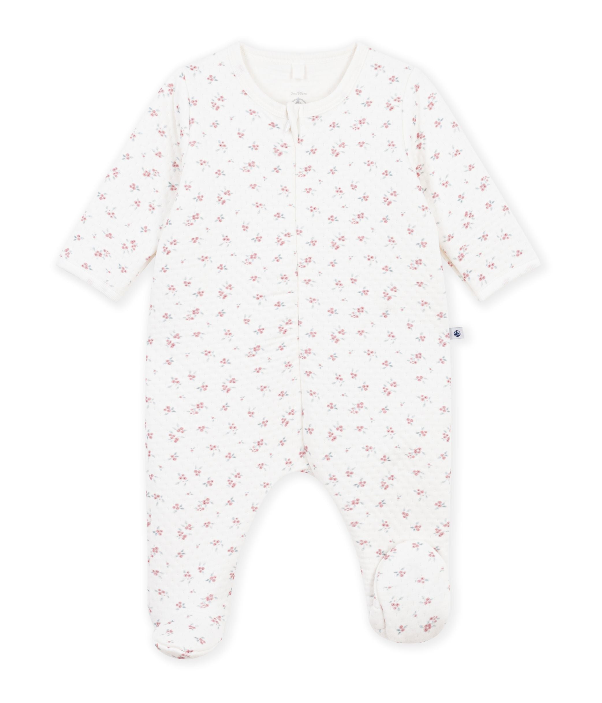 Petit Bateau - Babies' floral print double-sided interlock pajamas