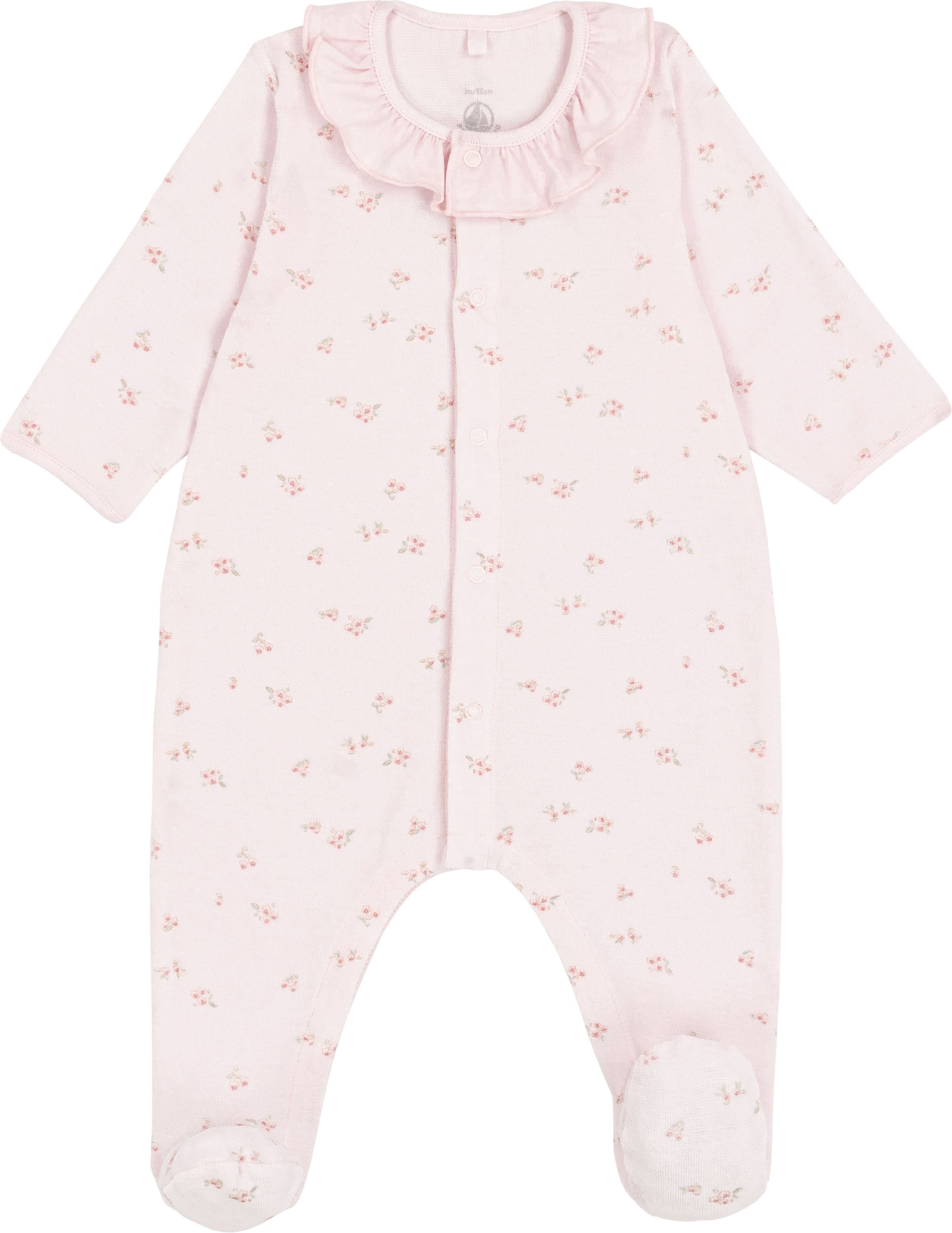 Petit Bateau - Pyjama bébé en velours avec col imprimé à fleurs