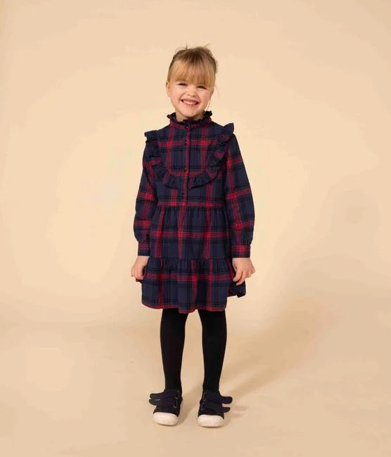 Petit Bateau - Robe à Carreaux Manches Longues