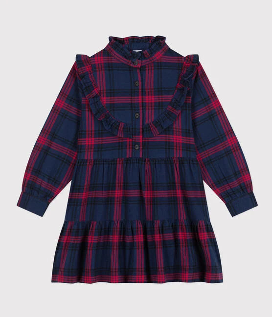 Petit Bateau - Robe à Carreaux Manches Longues