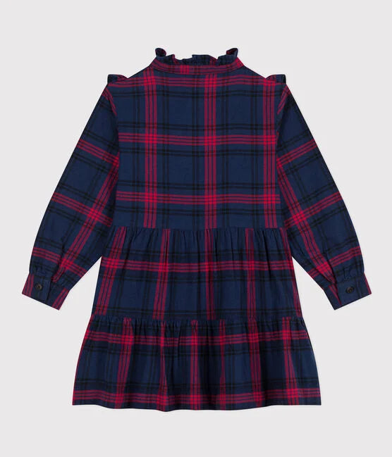 Petit Bateau Robe a Carreaux Manches Longues