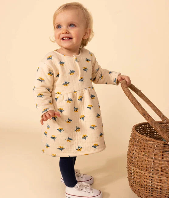 Petit Bateau - Floral Dress with Long Sleeves