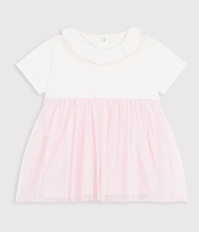 Petit Bateau - Robe bébé bi-matière manches courtes