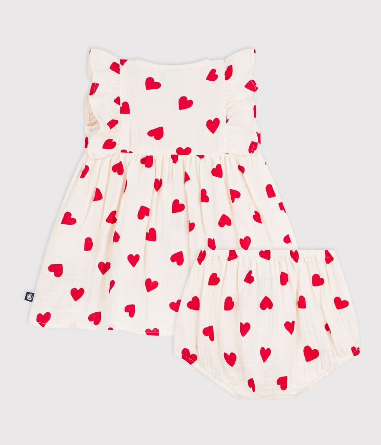 Petit Bateau - Robe + Bloomer Coeurs (Bébé)