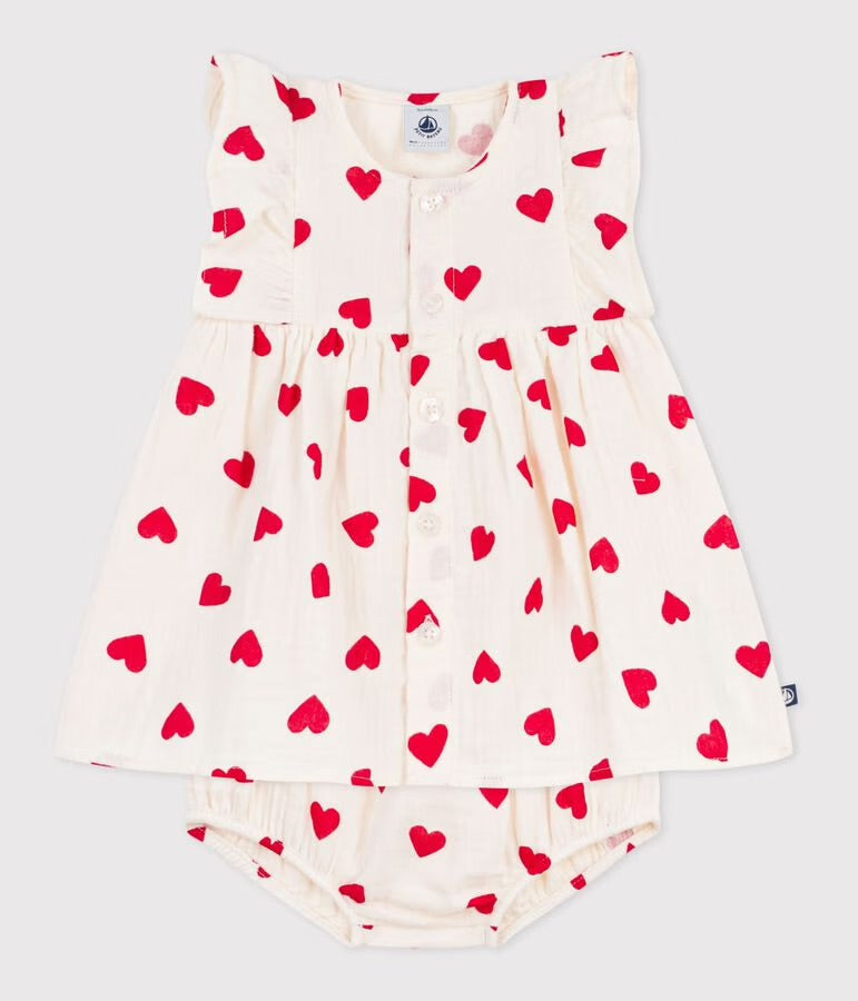 Petit Bateau - Robe + Bloomer Coeurs (Bébé)