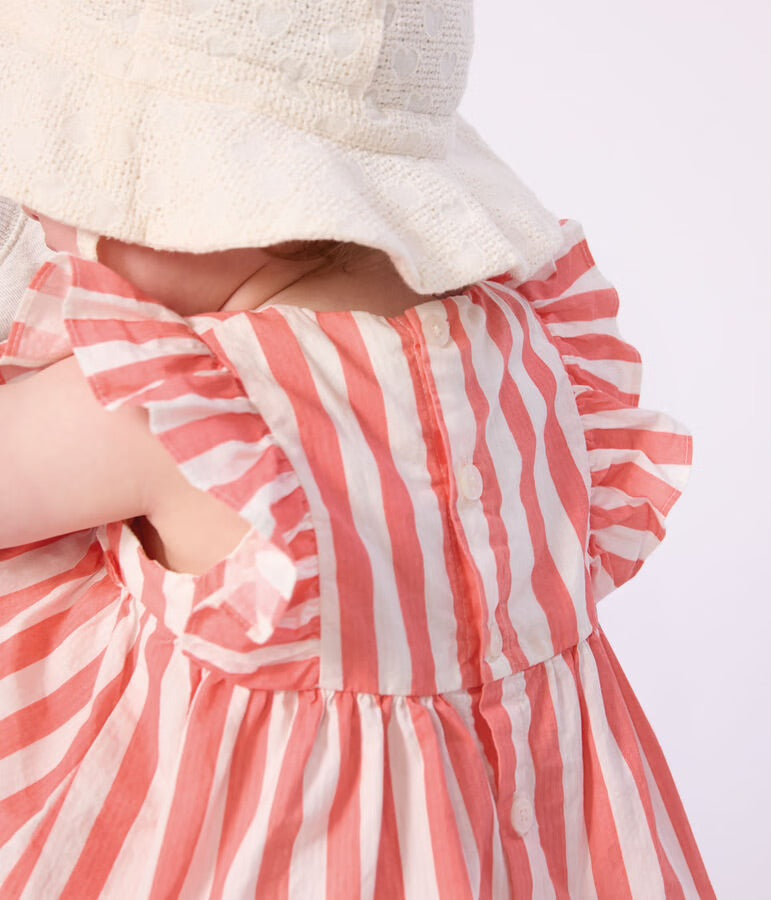 Petit Bateau - Robe bébé en coton sans manches et son bloomer rayés