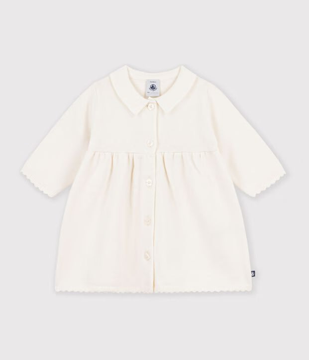 Petit Bateau - Baby Dress with Plain Knit Collar