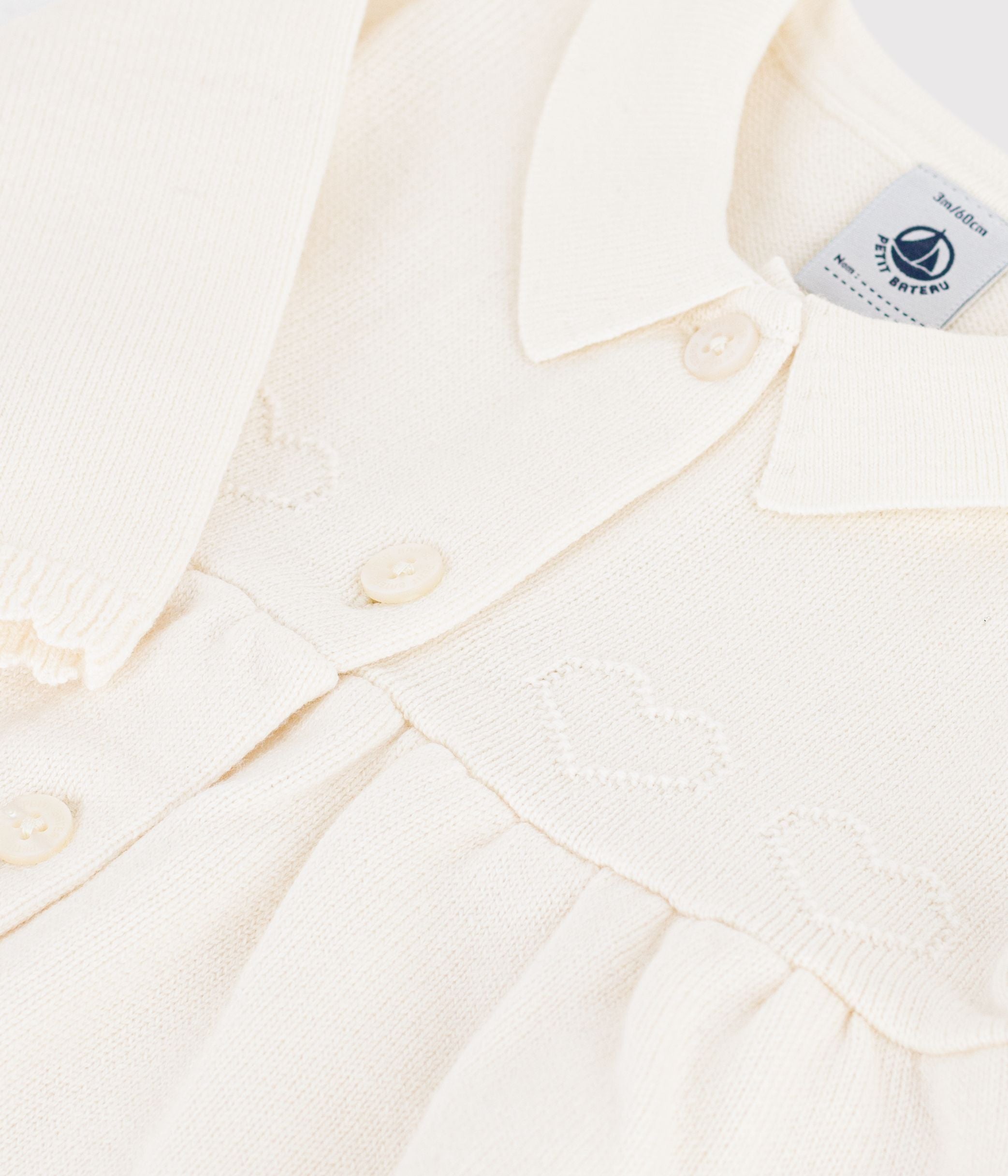 Petit Bateau - Baby Dress with Plain Knit Collar