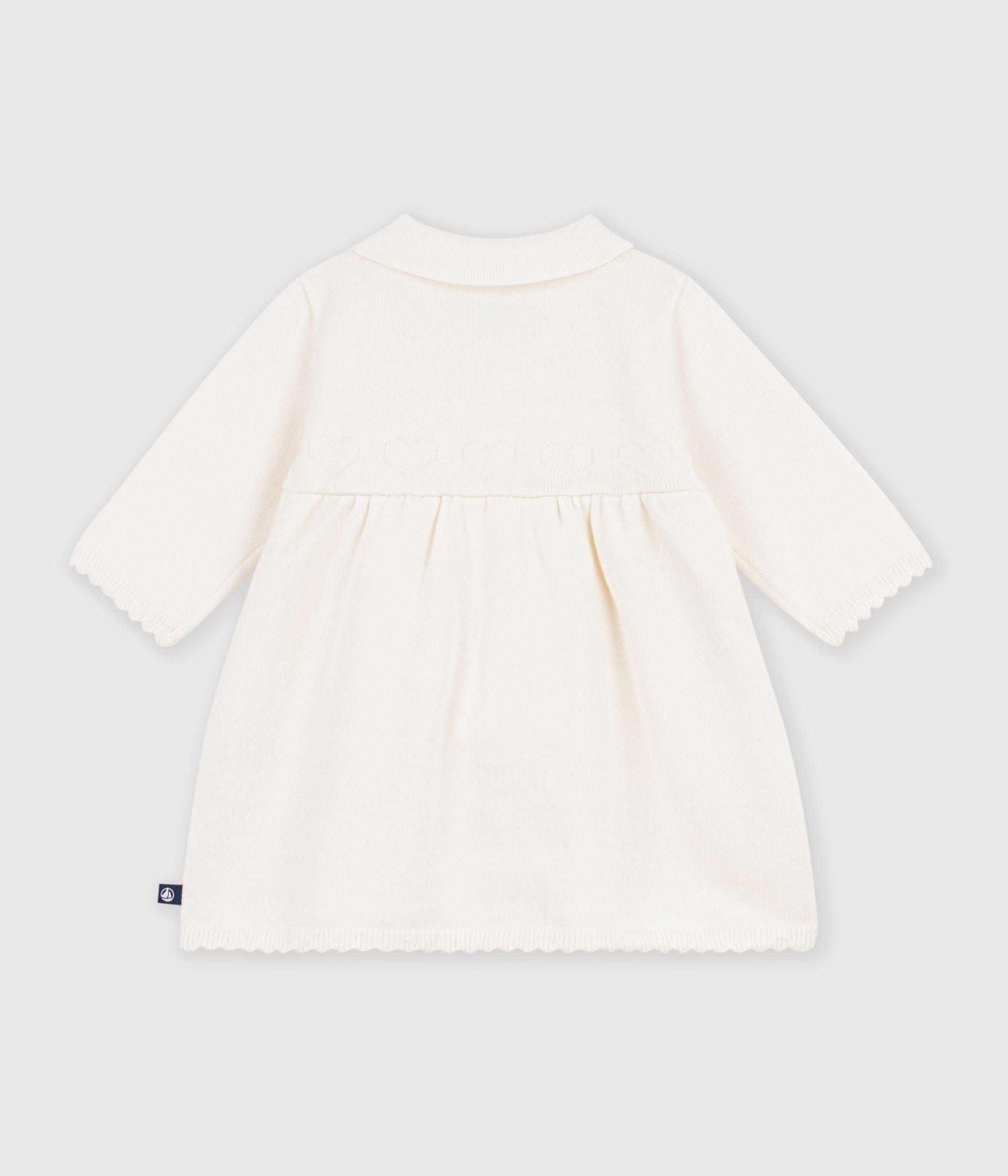 Petit Bateau - Baby Dress with Plain Knit Collar