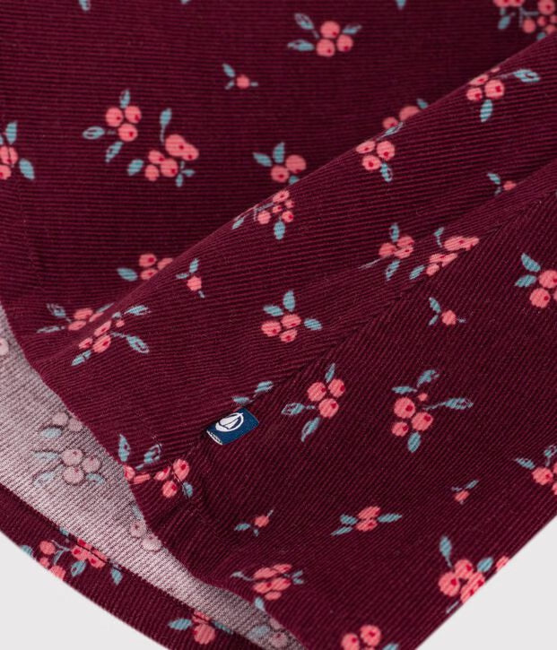 Petit Bateau - Robe enfant en velours manches longues à fleurs
