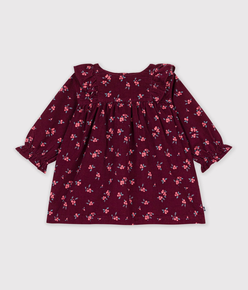 Petit Bateau - Robe bébé en velours manches longues à fleurs