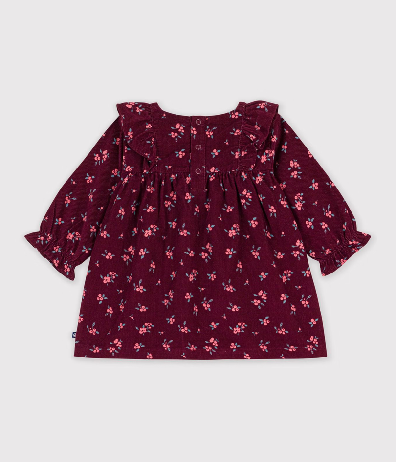 Petit Bateau - Robe bébé en velours manches longues à fleurs