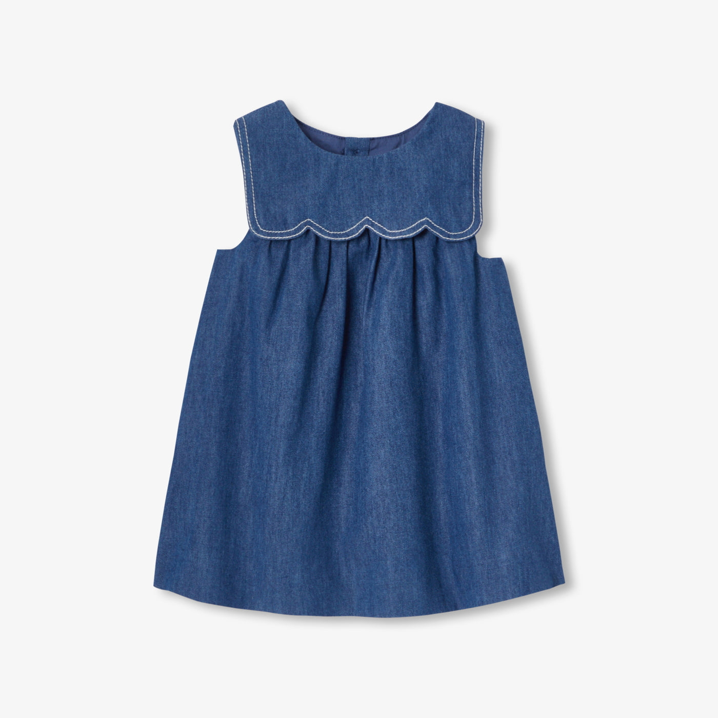 Jacadi - Baby girl pinafore dress in lightweight denim