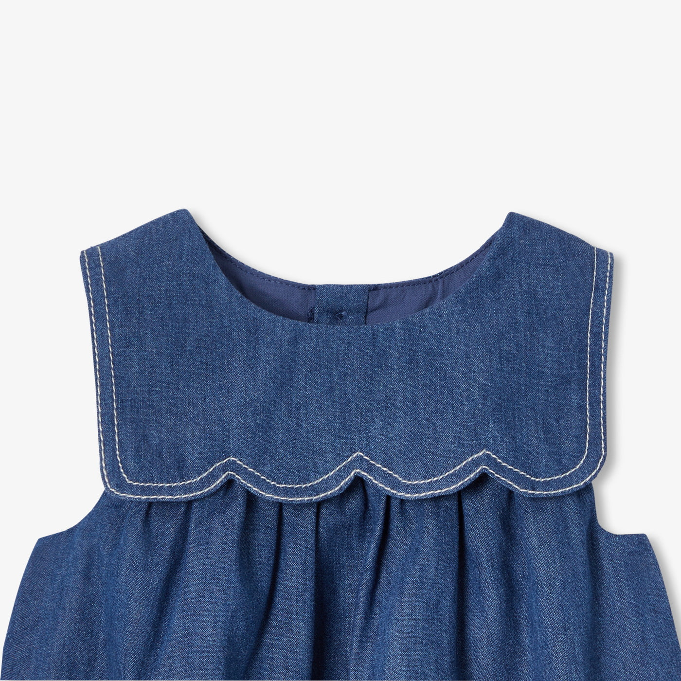 Jacadi - Baby girl pinafore dress in lightweight denim