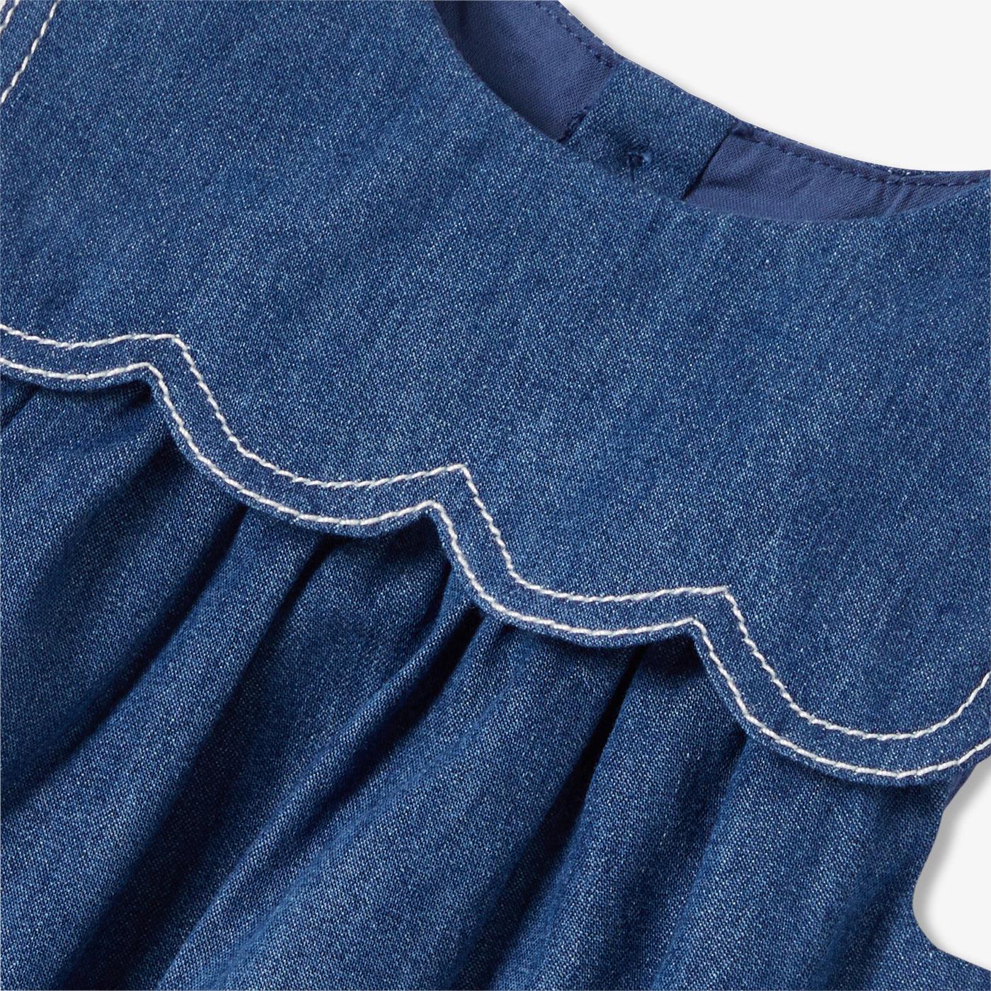 Jacadi - Baby girl pinafore dress in lightweight denim