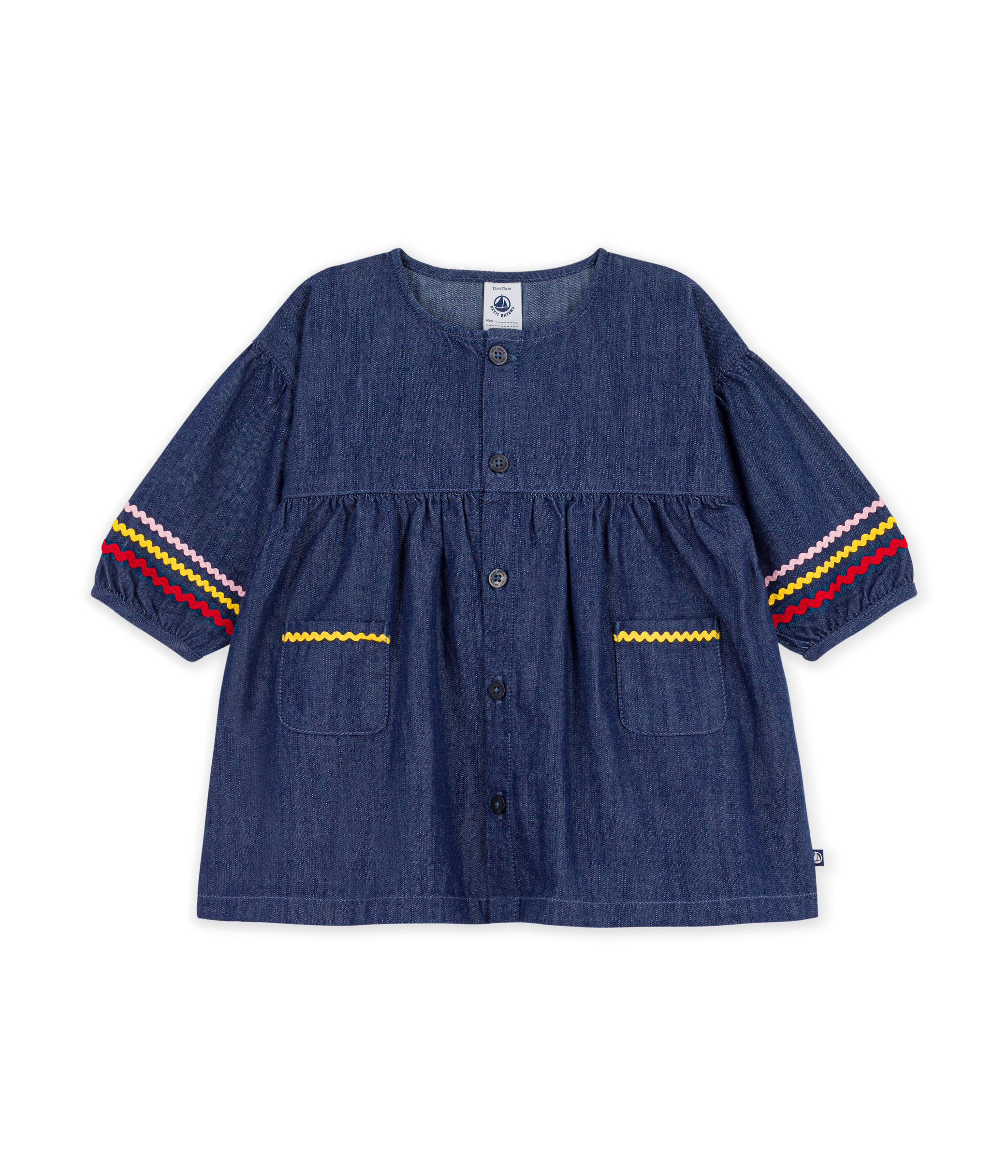 Petit Bateau - Robe bébé en denim manches longues