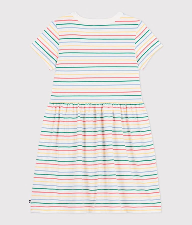 Petit Bateau - Robe enfant manches courtes en coton à rayures
